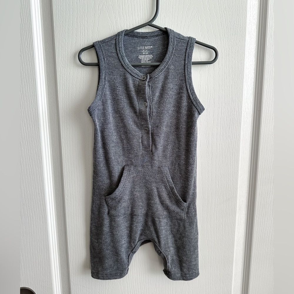 Little Bipsy Grey Ribbed Shorts Romper